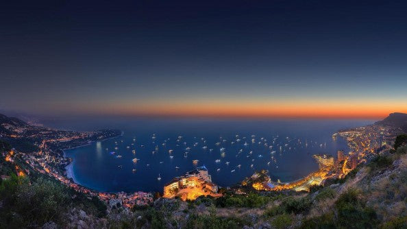 Sunset panorama overlooking the Côte d’Azur