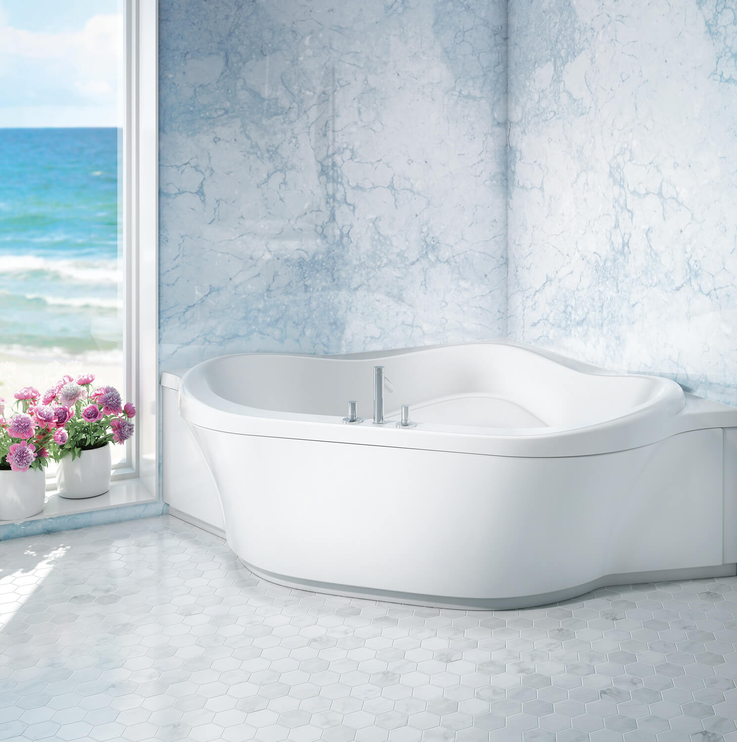 Bainultra Amma® 6060 corner drop-in air jet bathtub for your master bathroom Bainultra Amma® 6060 corner drop-in air jet bathtub for your modern bathroom