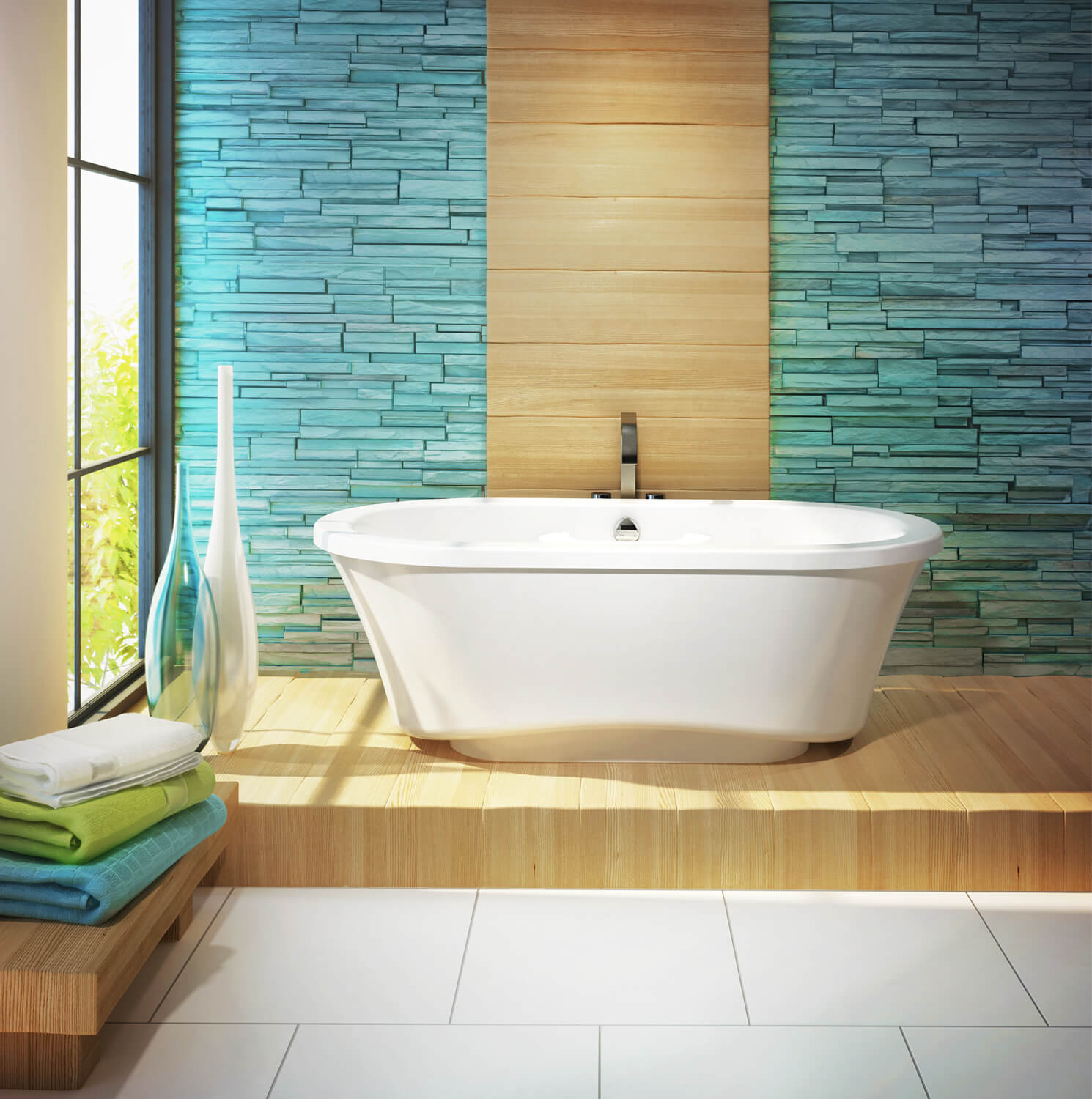 Bainultra Amma® OVAL 7242 freestanding narrow base air jet bathtub for two Bainultra Amma® OVAL 7242 freestanding narrow base air jet bathtub for two