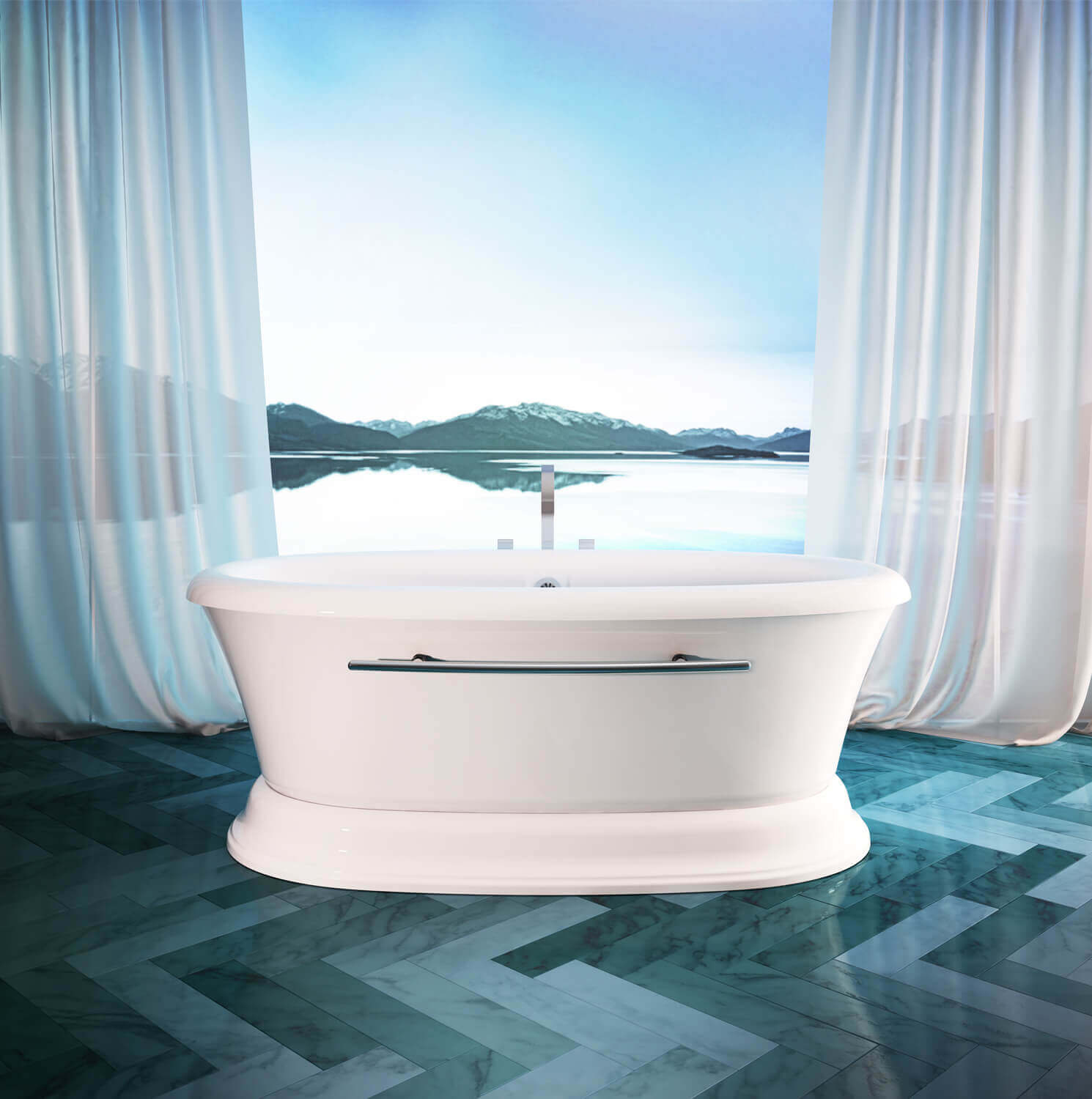 Bainultra Naos 7240 two person large pedestal air jet bathtub for your modern bathroom Bainultra Naos 7240 two person large pedestal air jet bathtub for your modern bathroom