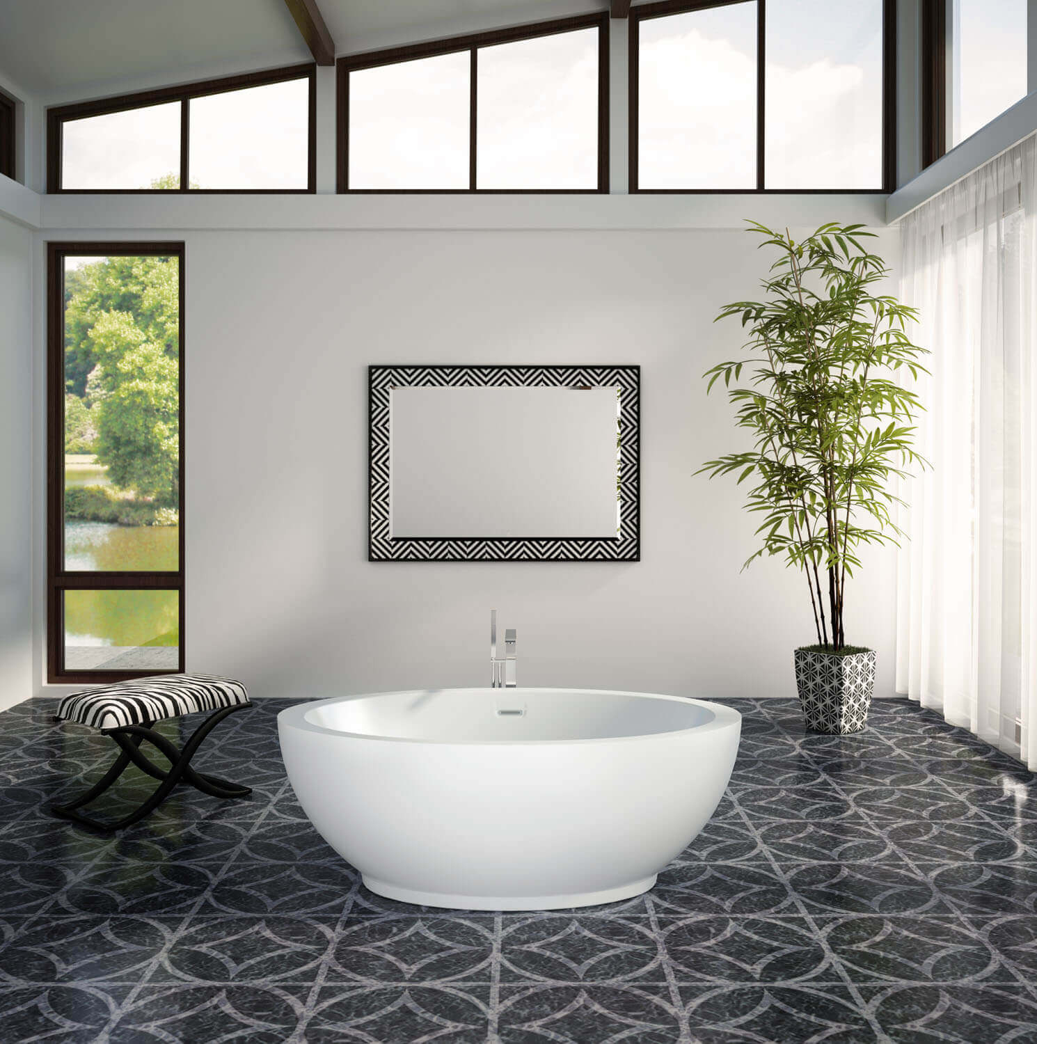 OPALIA 6839 Centered Ellipse air jet bathtub for your modern bathroom