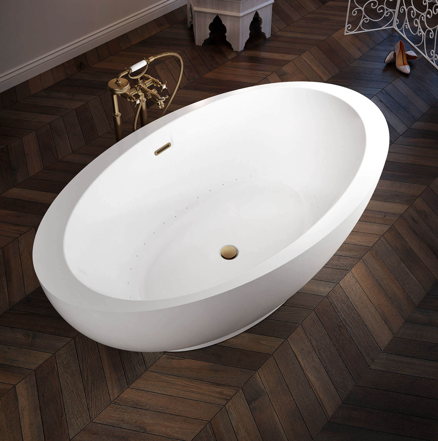 Opalia 6839 Oblique Ellipse Left air jet bathtub for your modern bathroom