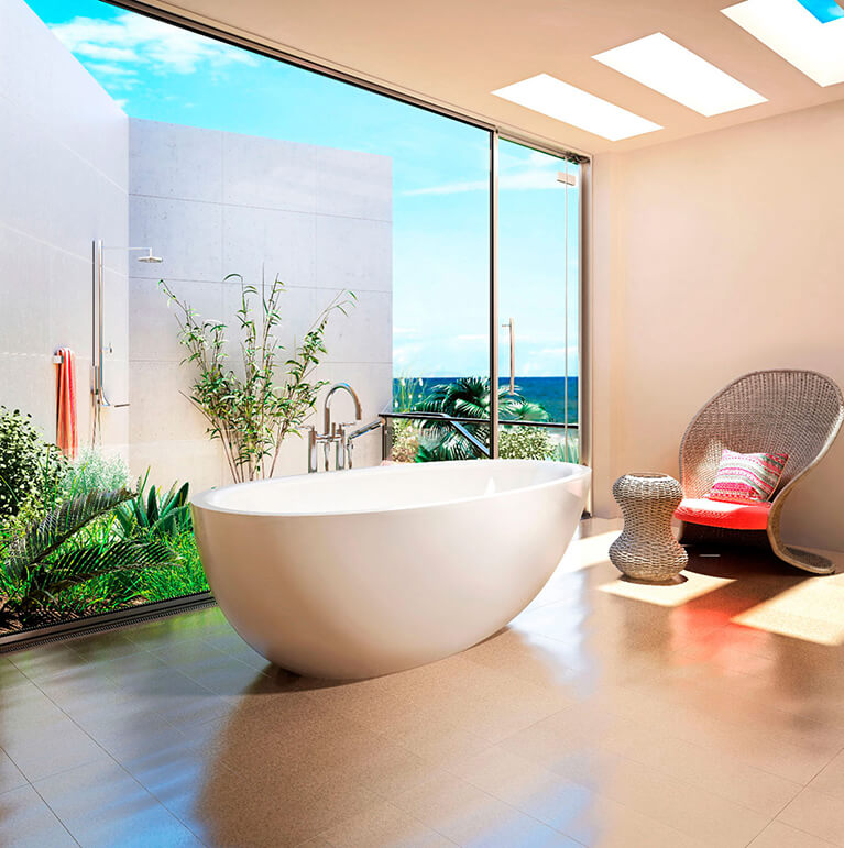 Bainultra Essencia® freestanding air jet bathtub for your master bathroom